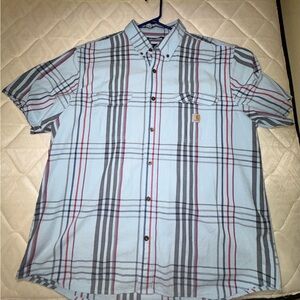 Carhartt Light Blue and Gray Plaid Shirt men’s XL
